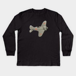 I-16 Soviet WW2 Fighter Aircraft Kids Long Sleeve T-Shirt